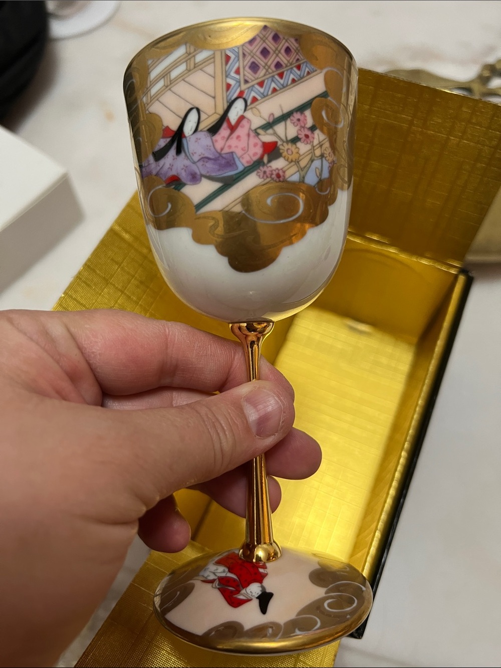 Designed by Shibata Porcelain Base with Gold Script
